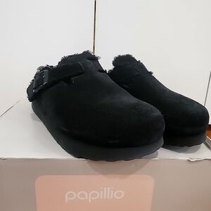 Papillio Black Fleece-Lined Clogs